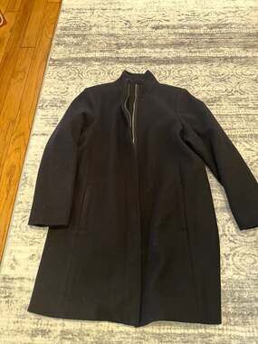 Old Navy Black Wool-Blend Funnel-Neck Zip Front Coat